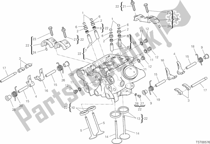 All parts for the Vertical Head of the Ducati Diavel Xdiavel S Thailand 1260 2018